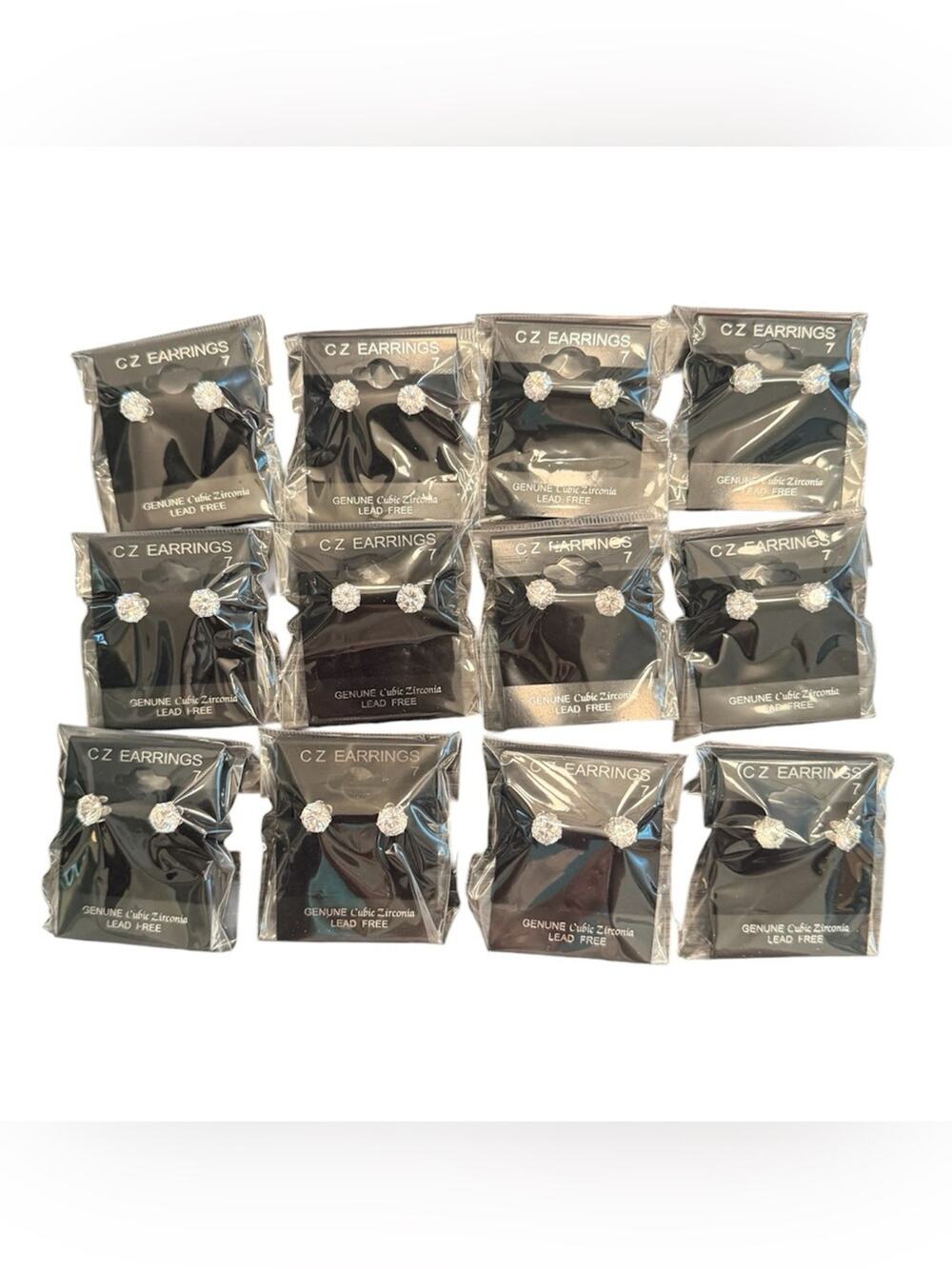 NEW Bundle of (12) Cubic Zirconia Stud Earrings Silver Rhinestone Post Earrings